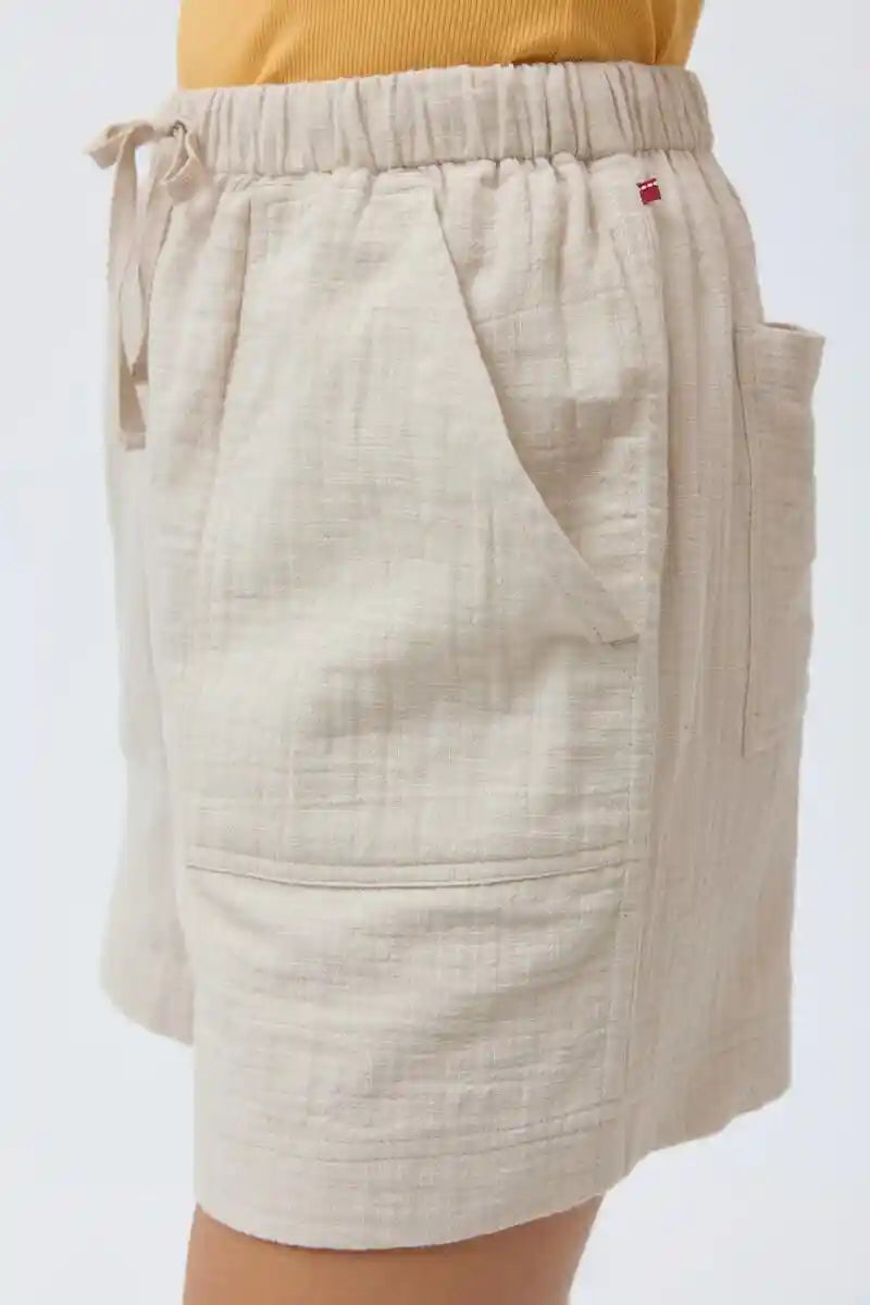 shorts mussola di cotone beige