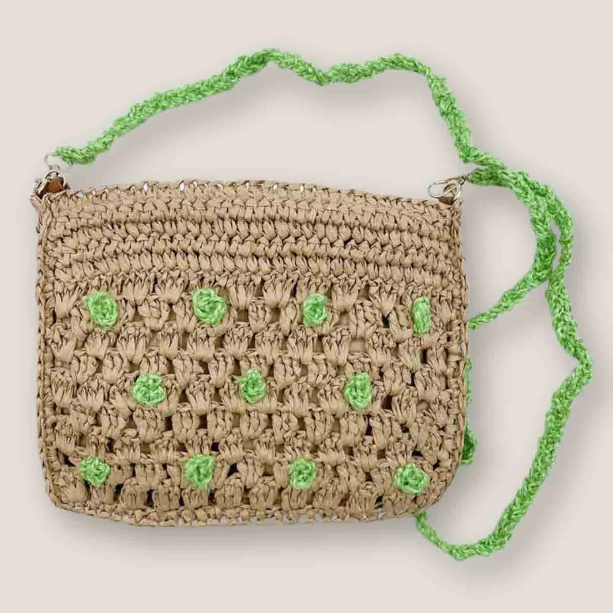 Borsa in Rafia naturale con tracolla in Canapa interamente fatta a mano
