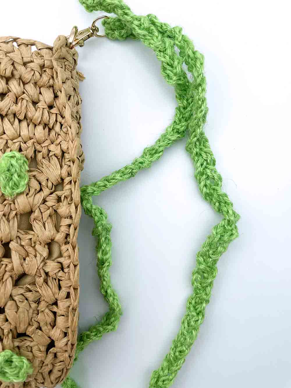 Borsa in Rafia naturale con tracolla in Canapa interamente fatta a mano