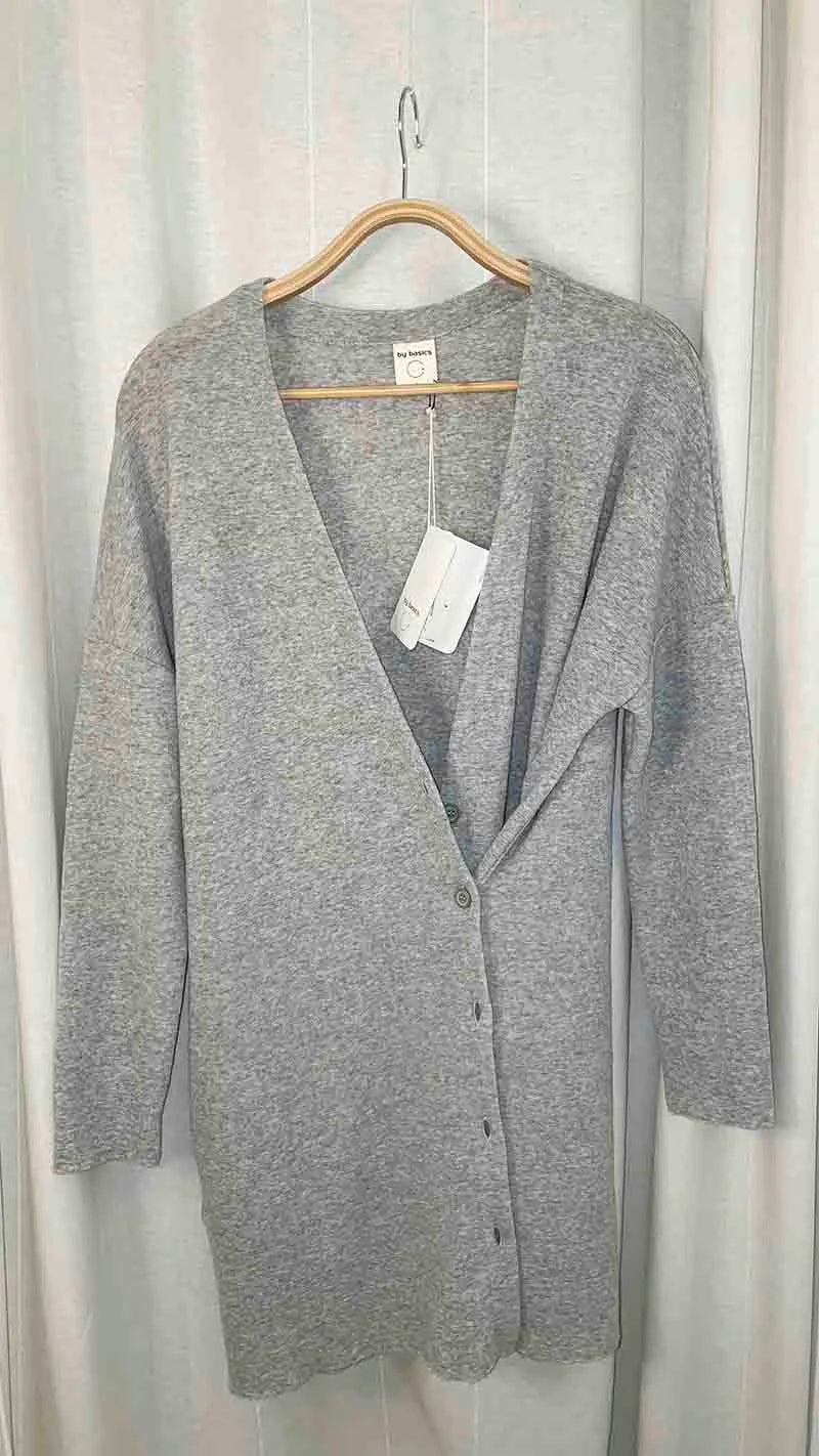 Cardigan Donna Bio lungo bybasics in lana merino con bottoni
