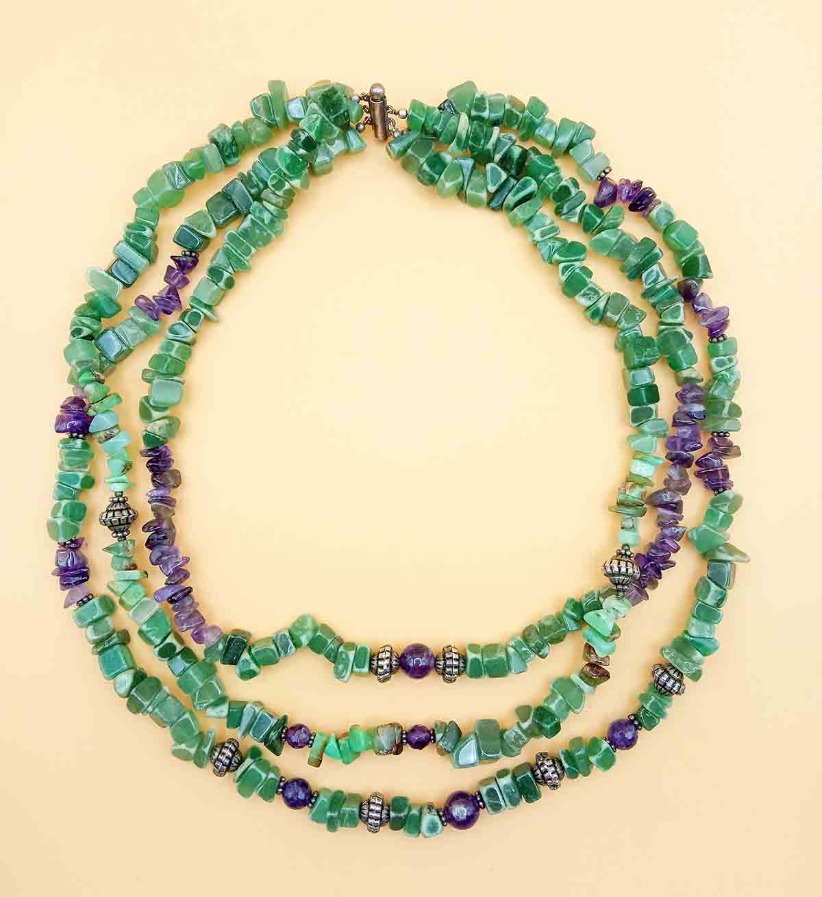 Collana Vintage Avventurina Verde e Ametista