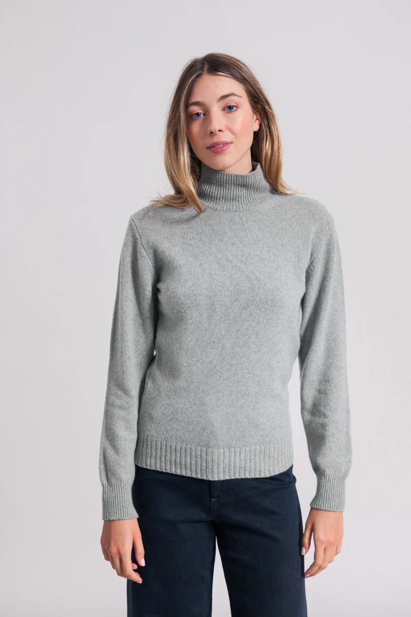 Maglia Donna Cashmere Rigenerato Collo alto | Grigio