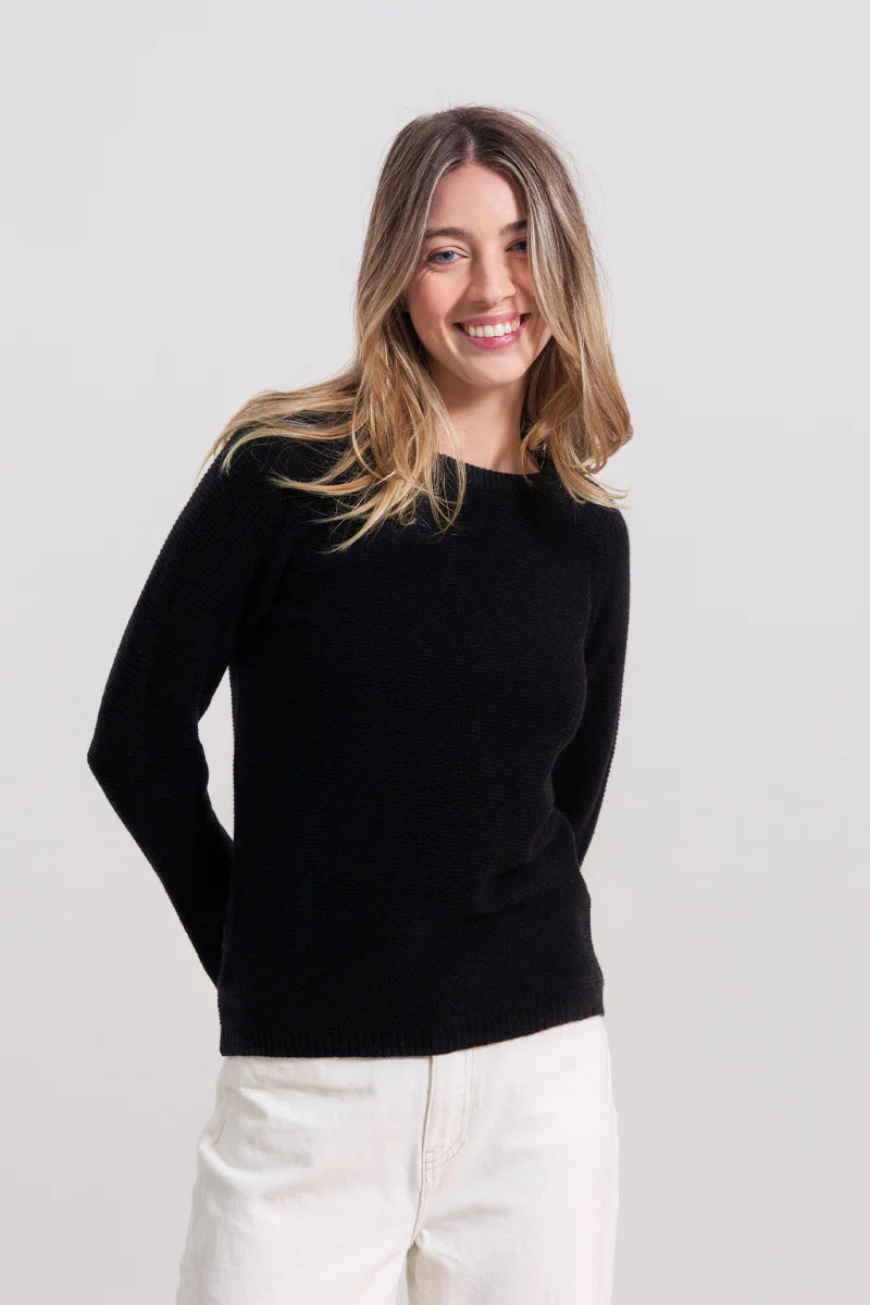 Maglia Donna Cashmere rigenerato Rifò girocollo | Nero