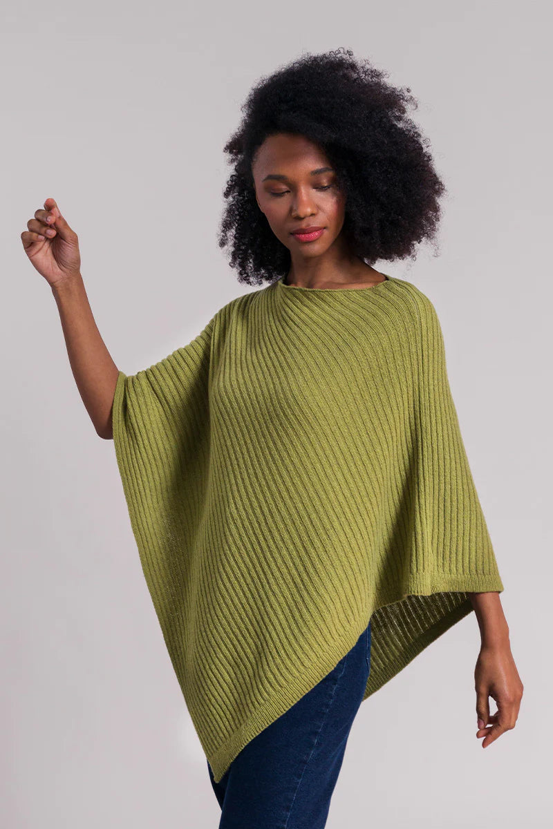 Poncho Donna Cashmere Rigenerato | Verde