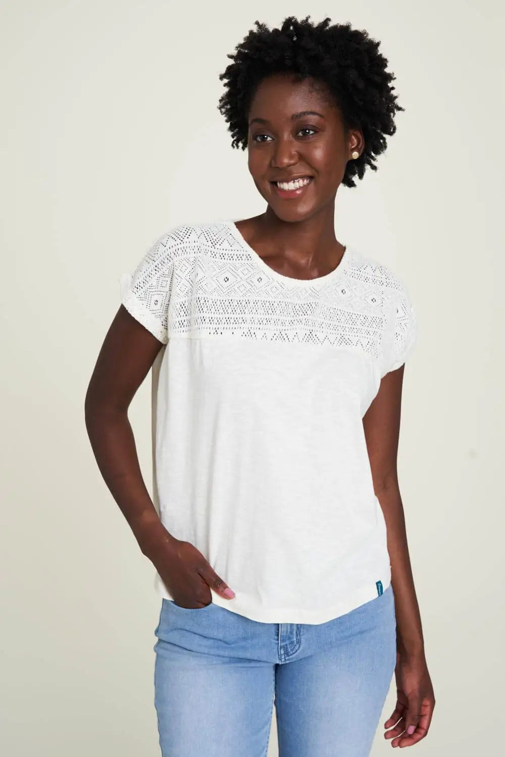 T-shirt in cotone organico Maglietta Bio Donna in cotone biologico organico con dettagli in Pizzo