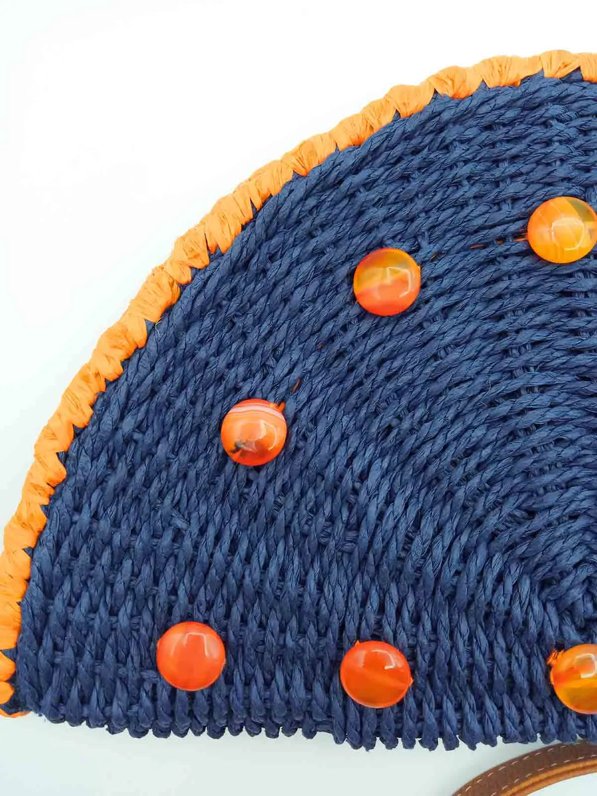 Pochette Donna in Rafia decorata con Agata Arancio