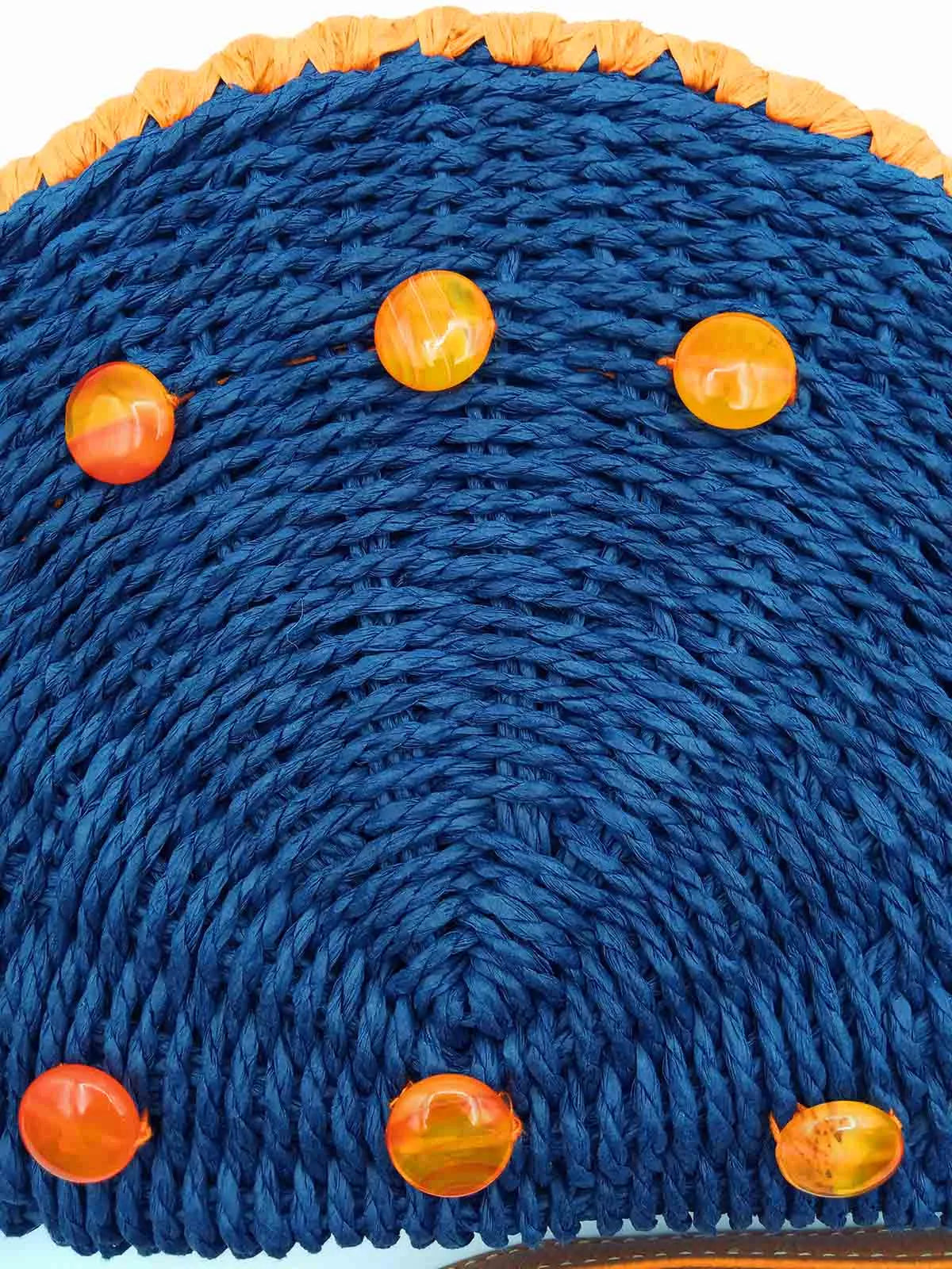 Pochette Donna in Rafia decorata con Agata Arancio