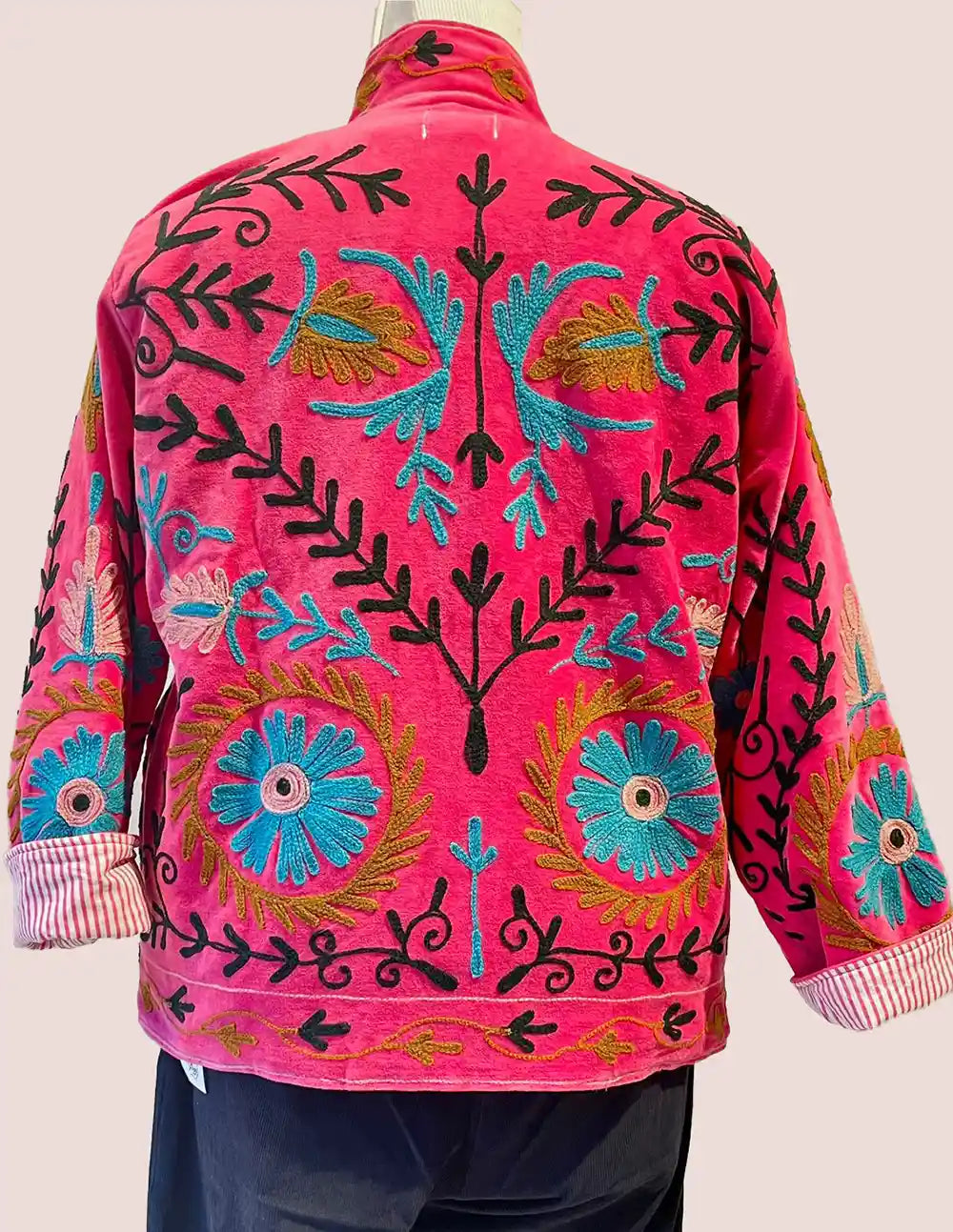 Giacca Donna in velluto con motivo floreale ricamato