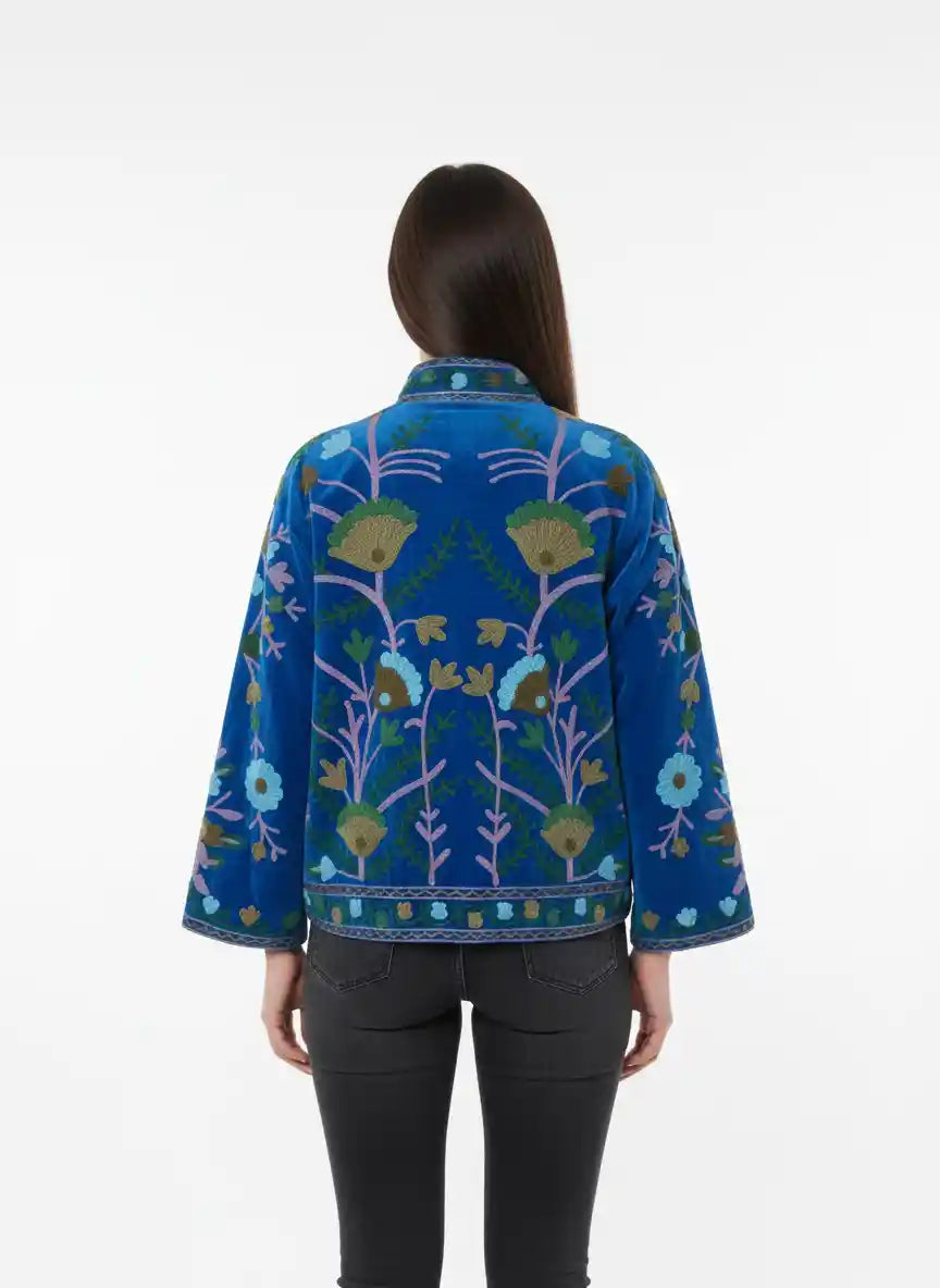 Giacca Suzani in velluto blu elettrico