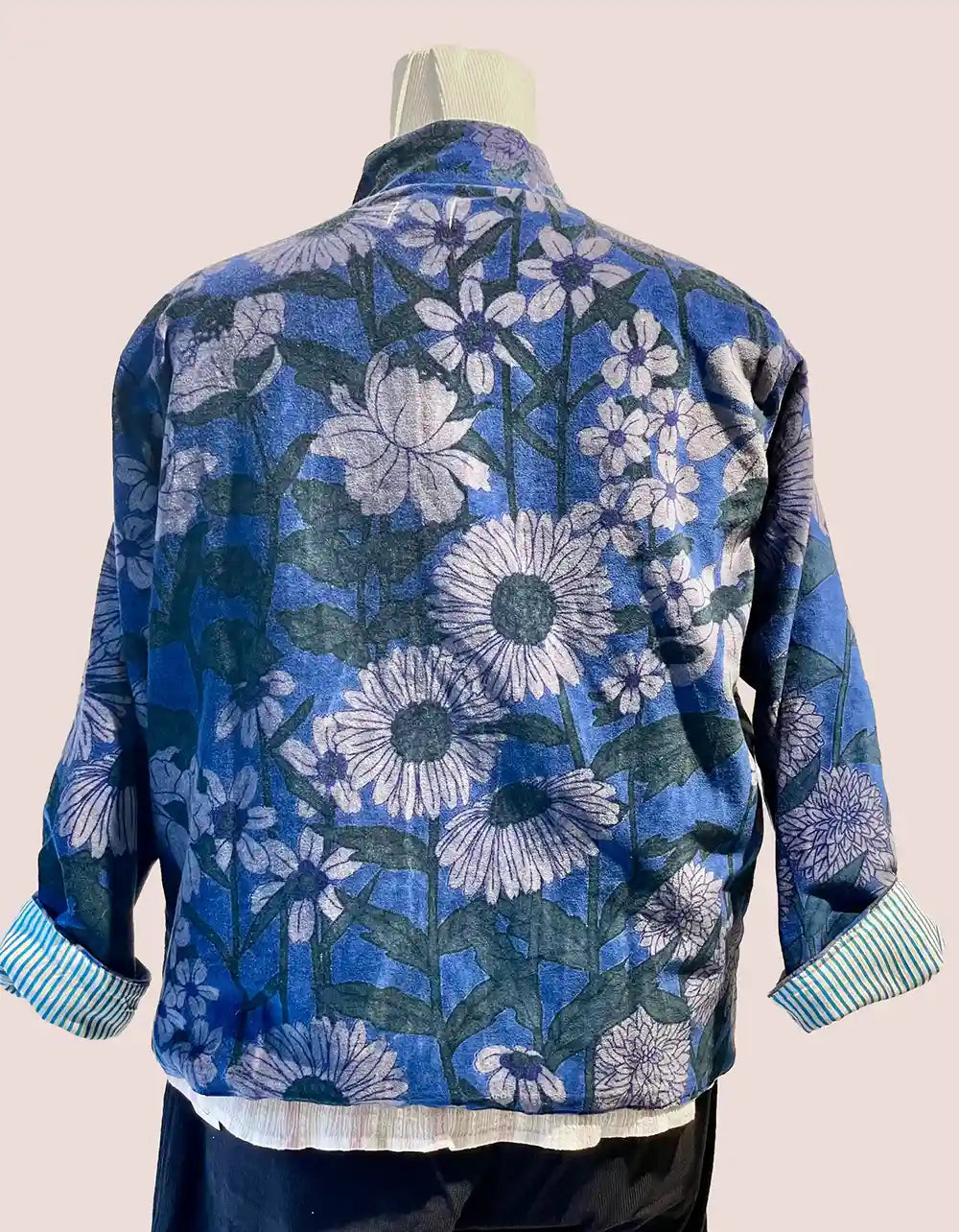 Giacca di velluto stile Suzani con stampa a blocchi