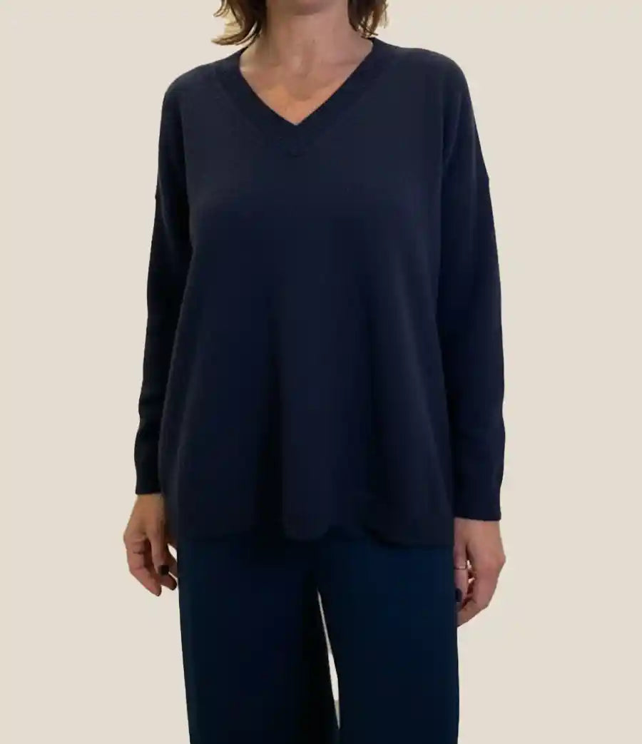 Maglione Donna con Scollo a V in Cachemire Rigenerato