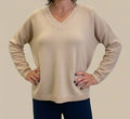 Maglione Donna con Scollo a V Beige