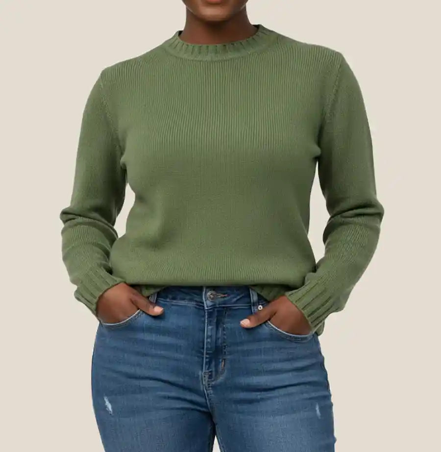 Maglione Donna in Cashmere Verde Militare