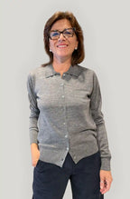 Polo Donna in Lana Merino con Bottoni – Grigio