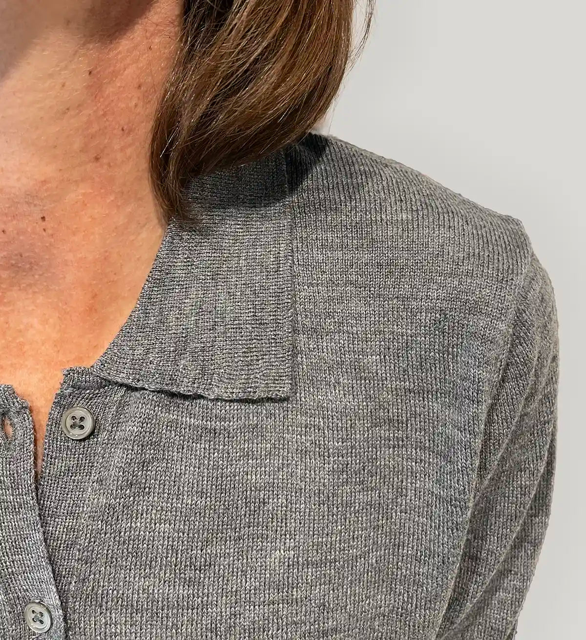 Polo Donna in Lana Merino con Bottoni – Grigio