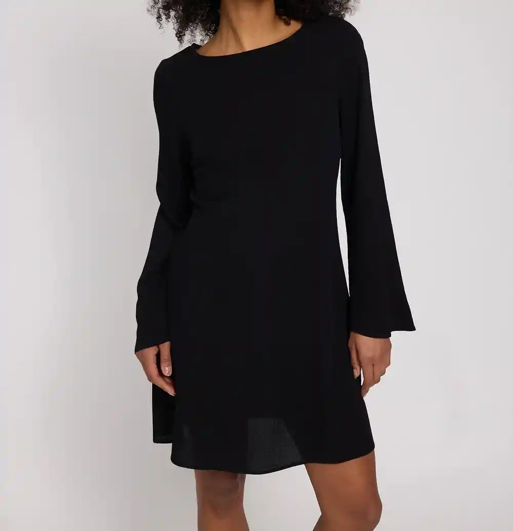 Abito maniche ampie viscosa EcoVero goffrato nero