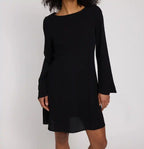 Abito maniche ampie viscosa EcoVero goffrato nero