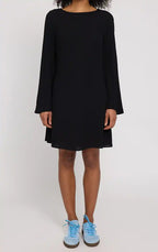 Abito maniche ampie viscosa EcoVero goffrato nero