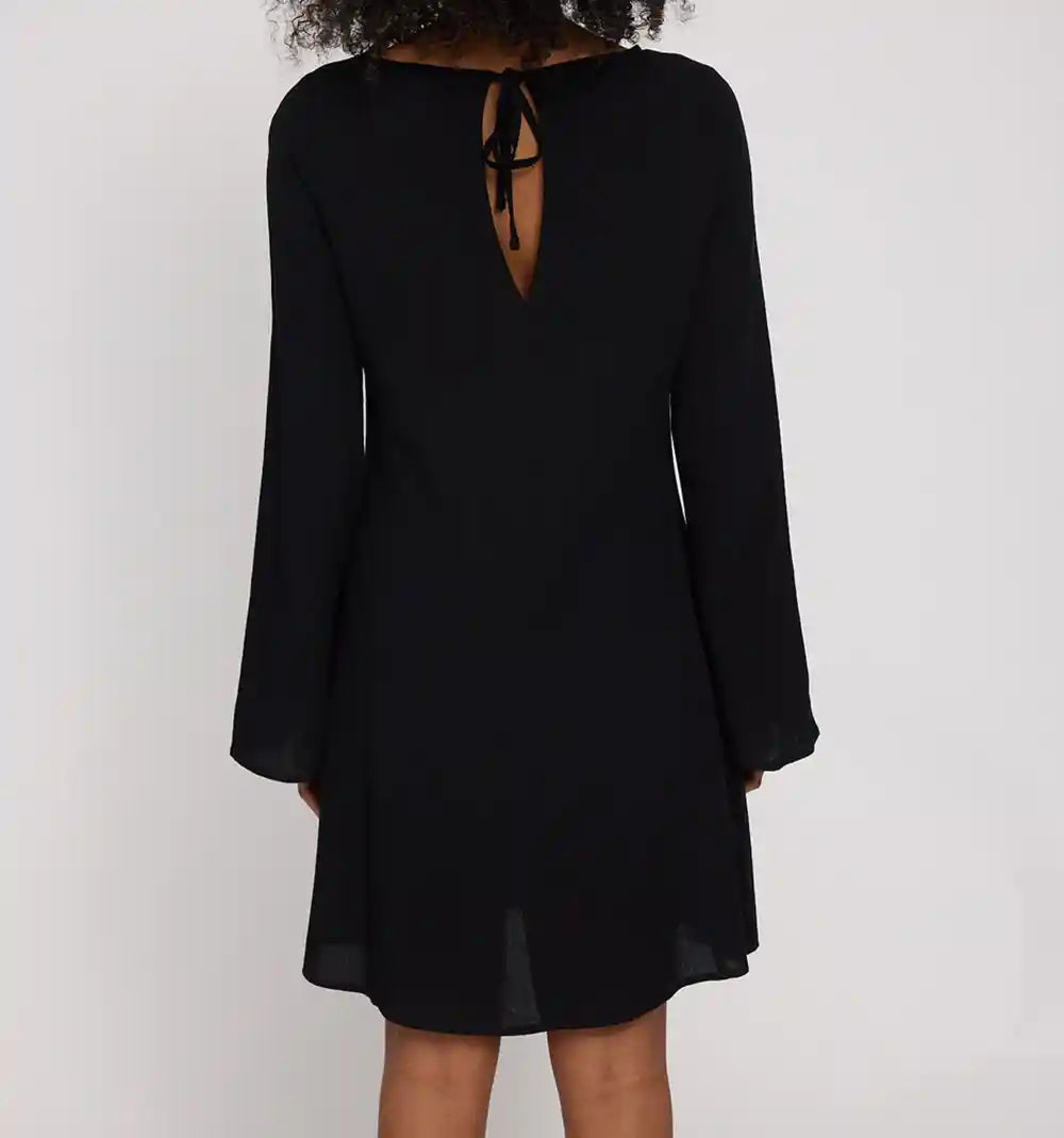 Abito maniche ampie viscosa EcoVero goffrato nero