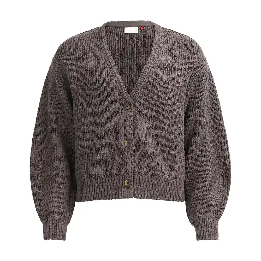 ardigan cotone bio scollo V 3 bottoni coste frontale