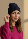 Cappello in cashmere blu scuro