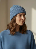 berretto cashmere donna celeste