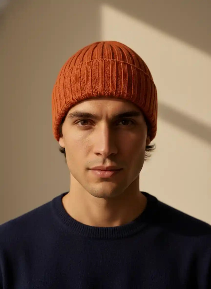 Cappello uomo in cashmere arancione