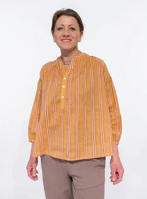 Blusa donna cotone leggero a righe