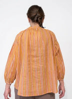 Blusa di cotone righe arancio terracotta
