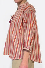 Blusa cotone righe nappine