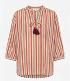 Blusa cotone righe nappine