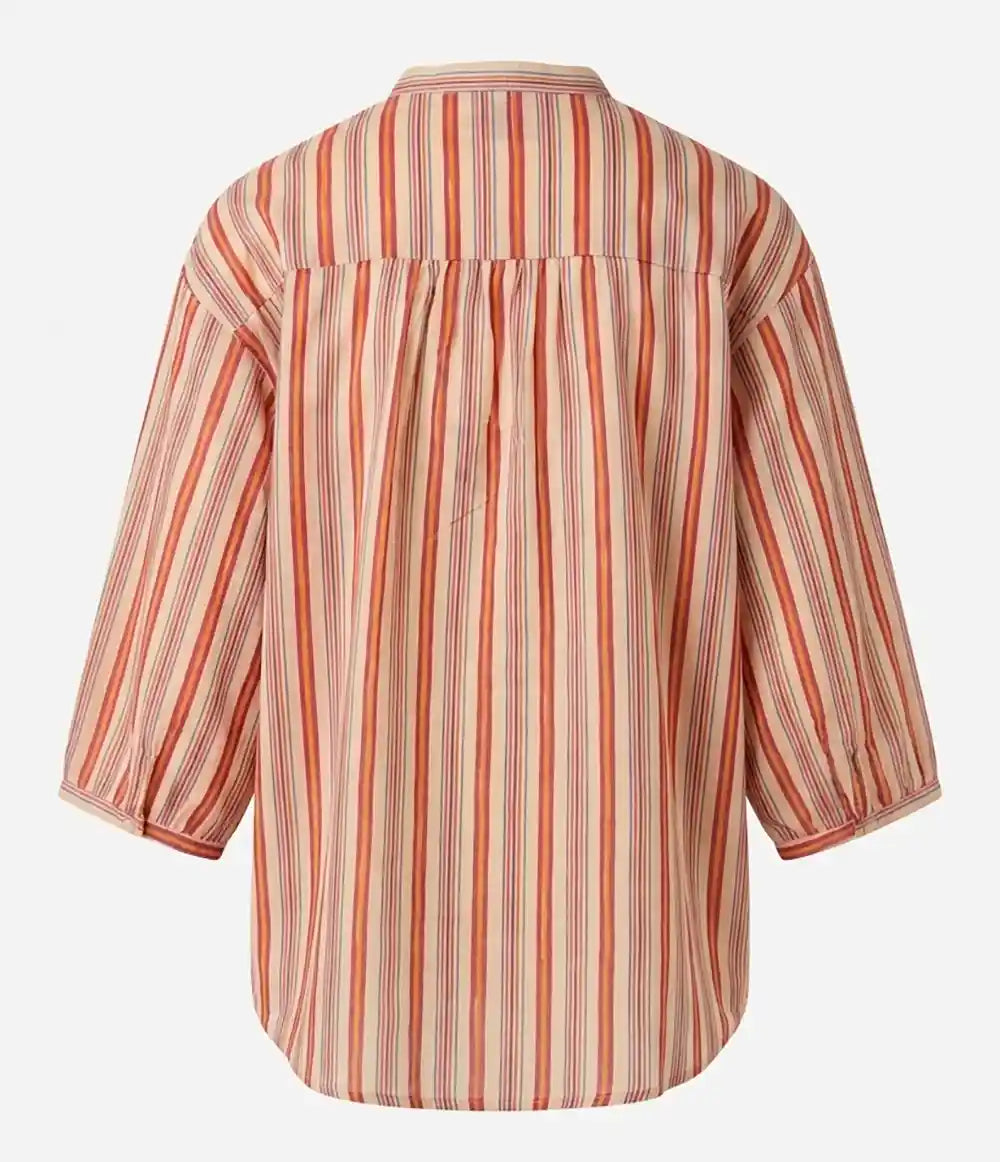 Blusa cotone righe nappine