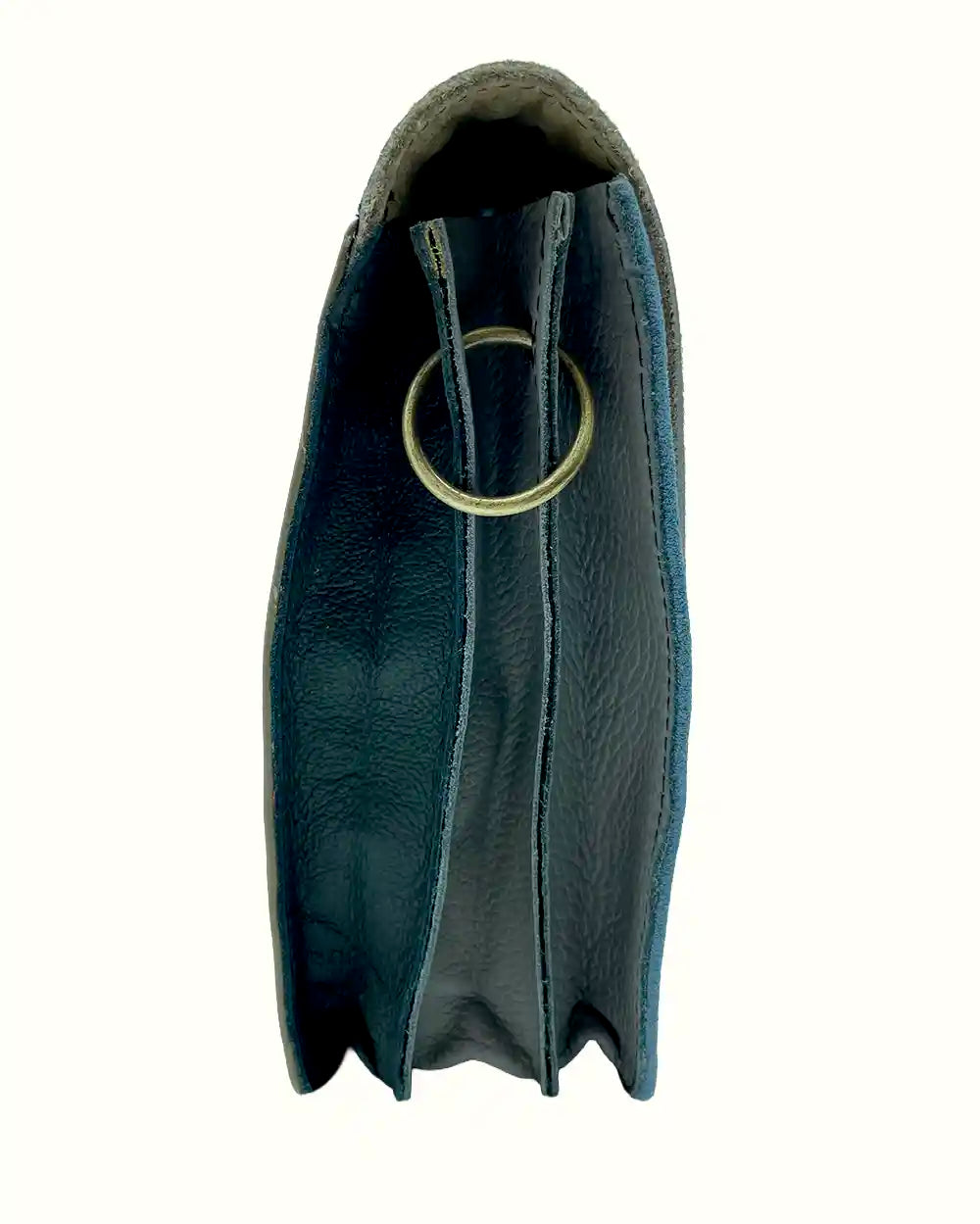 Borsa celeste in pelle scamosciata riciclata