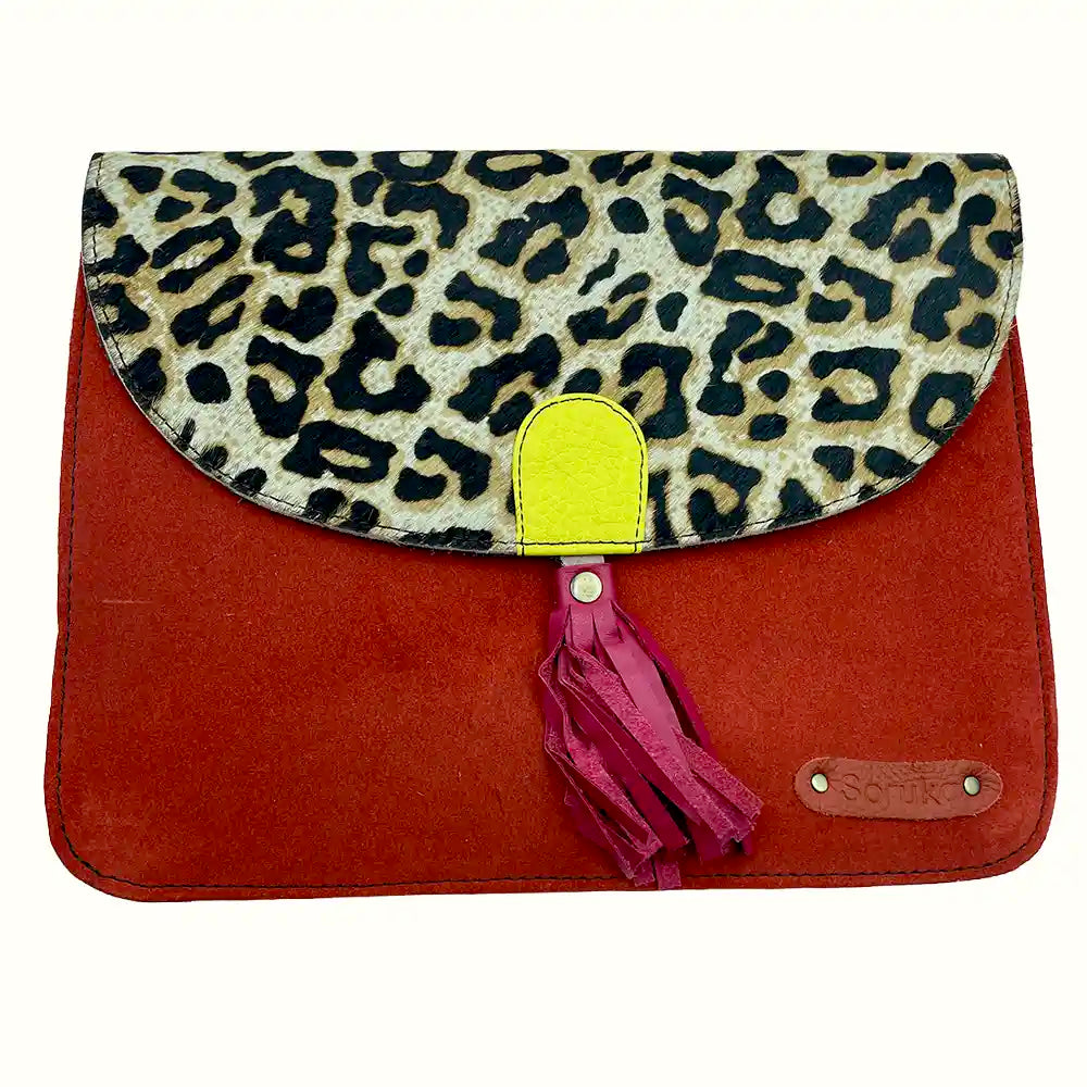 Borsa rossa in pelle scamosciata