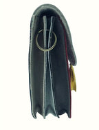 Borsa celeste in pelle scamosciata riciclata