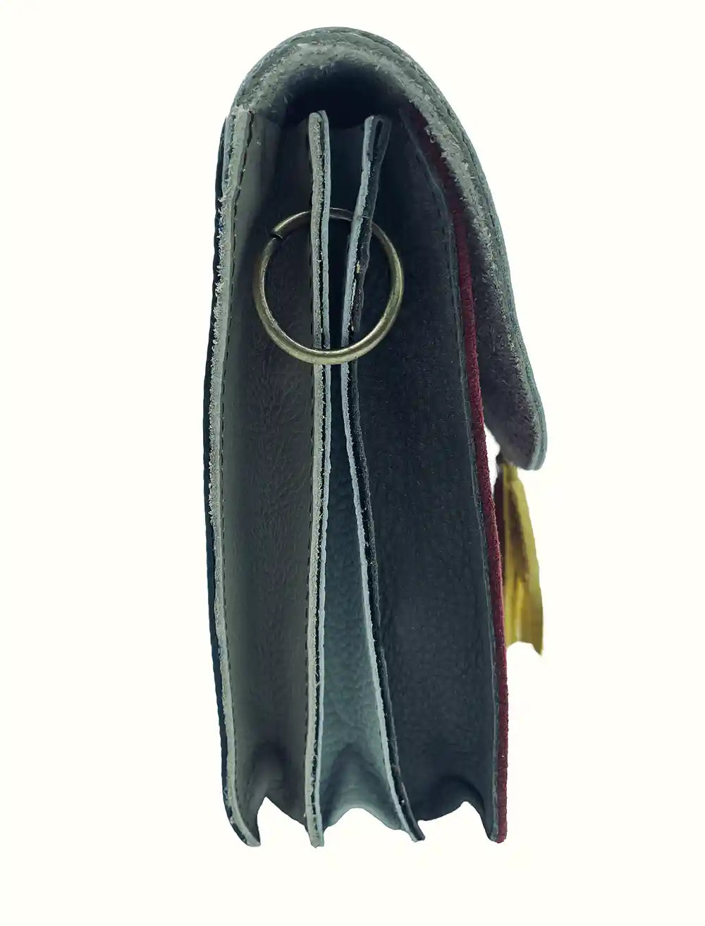 Borsa celeste in pelle scamosciata riciclata