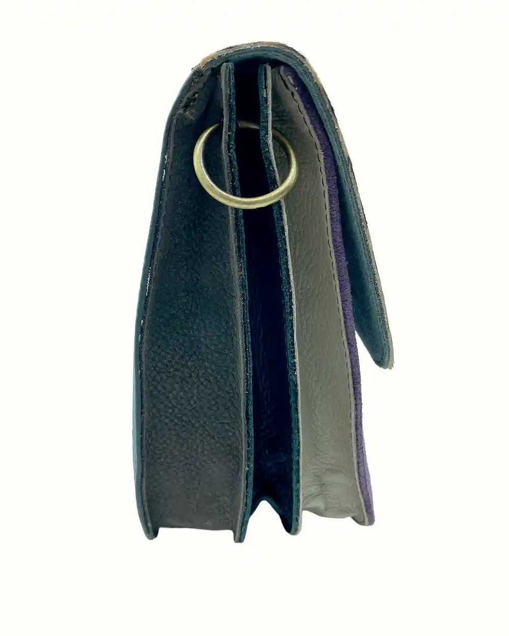 Borsa in pelle scamosciata con tracolla color viola