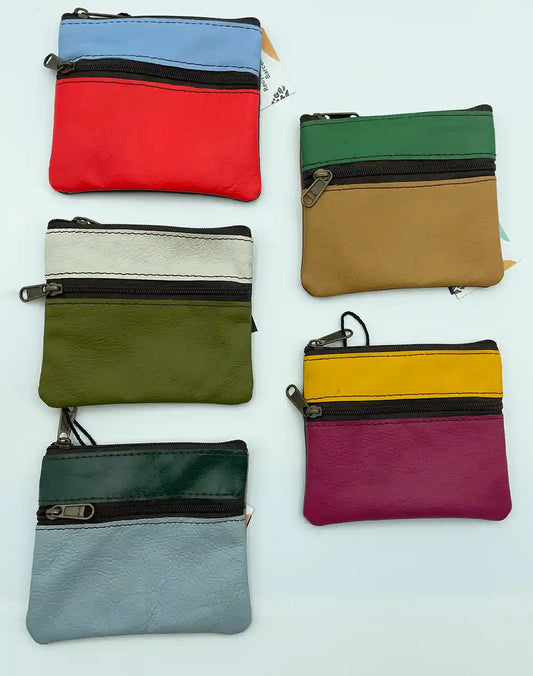 Borsellini Portamonete in pelle con doppia zip