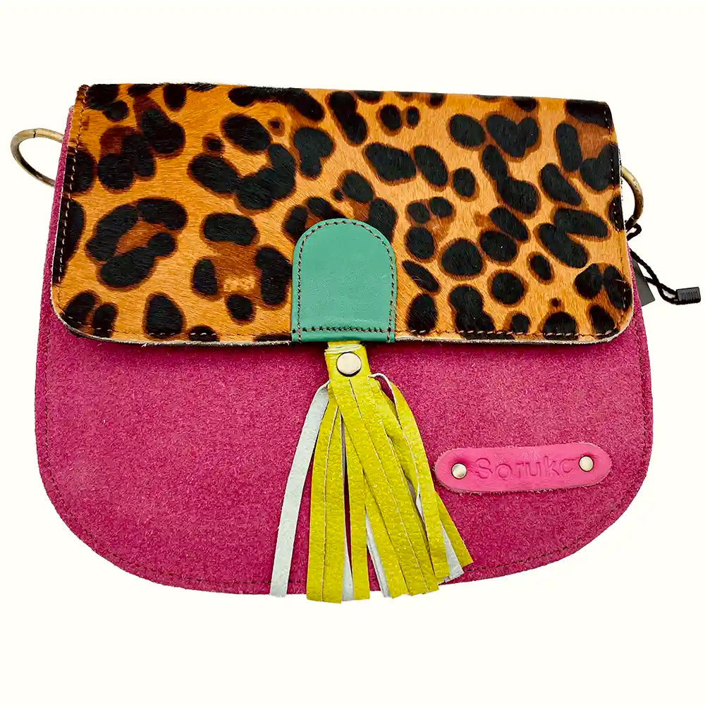 Borsetta magenta in pelle scamosciata riciclata