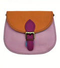 Borsa in pelle riciclata rosa e arancio con fibbia