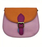 Borsa in pelle riciclata rosa e arancio con fibbia