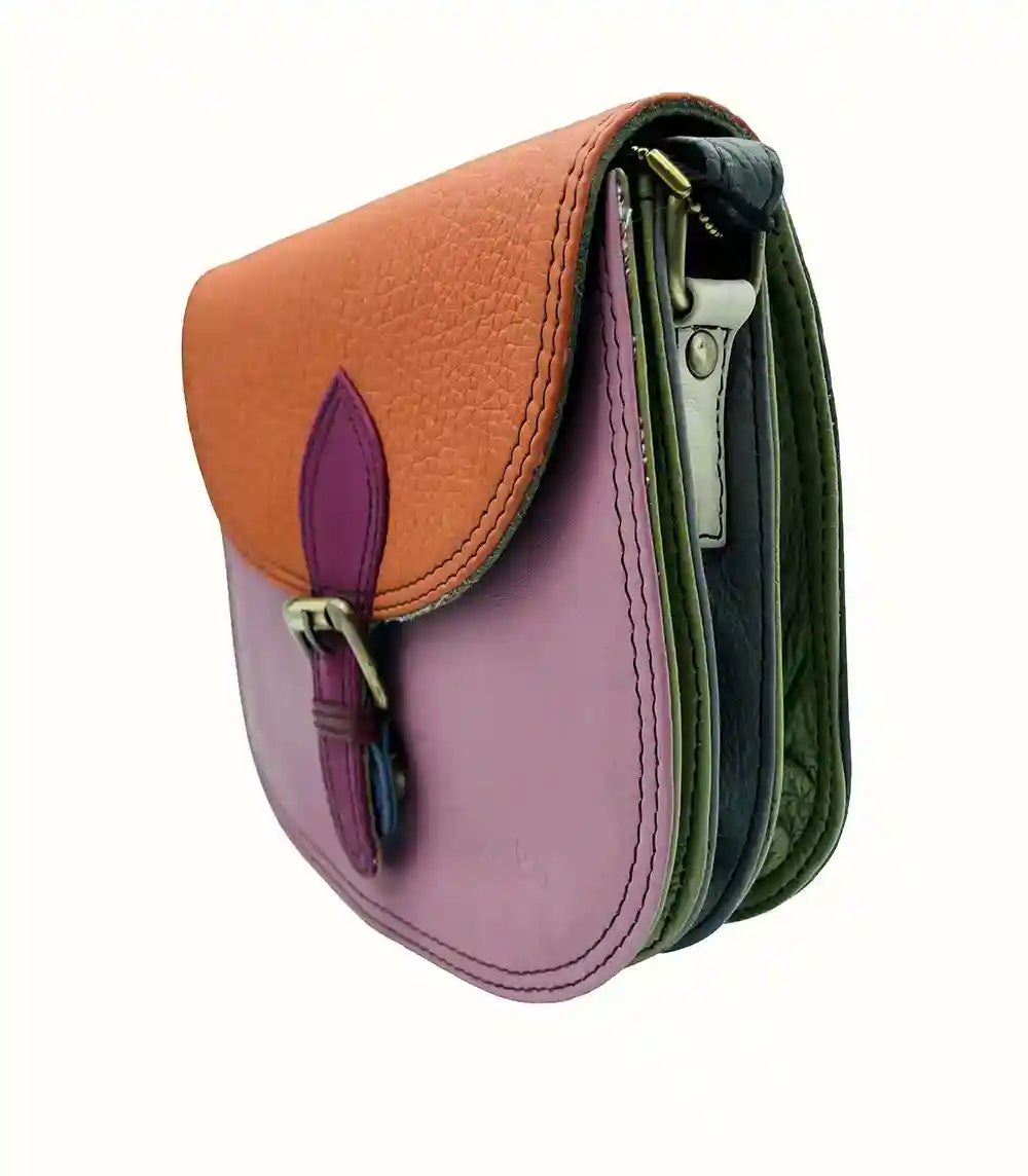 Borsetta Bicolore Rosa Arancio in pelle liscia