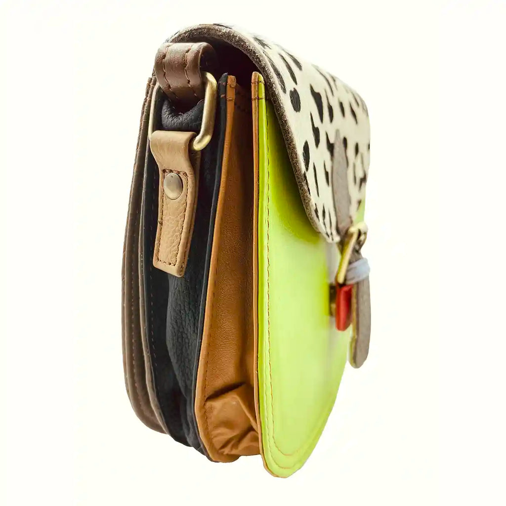 Borsetta in Pelle liscia e Cavallino Animalier