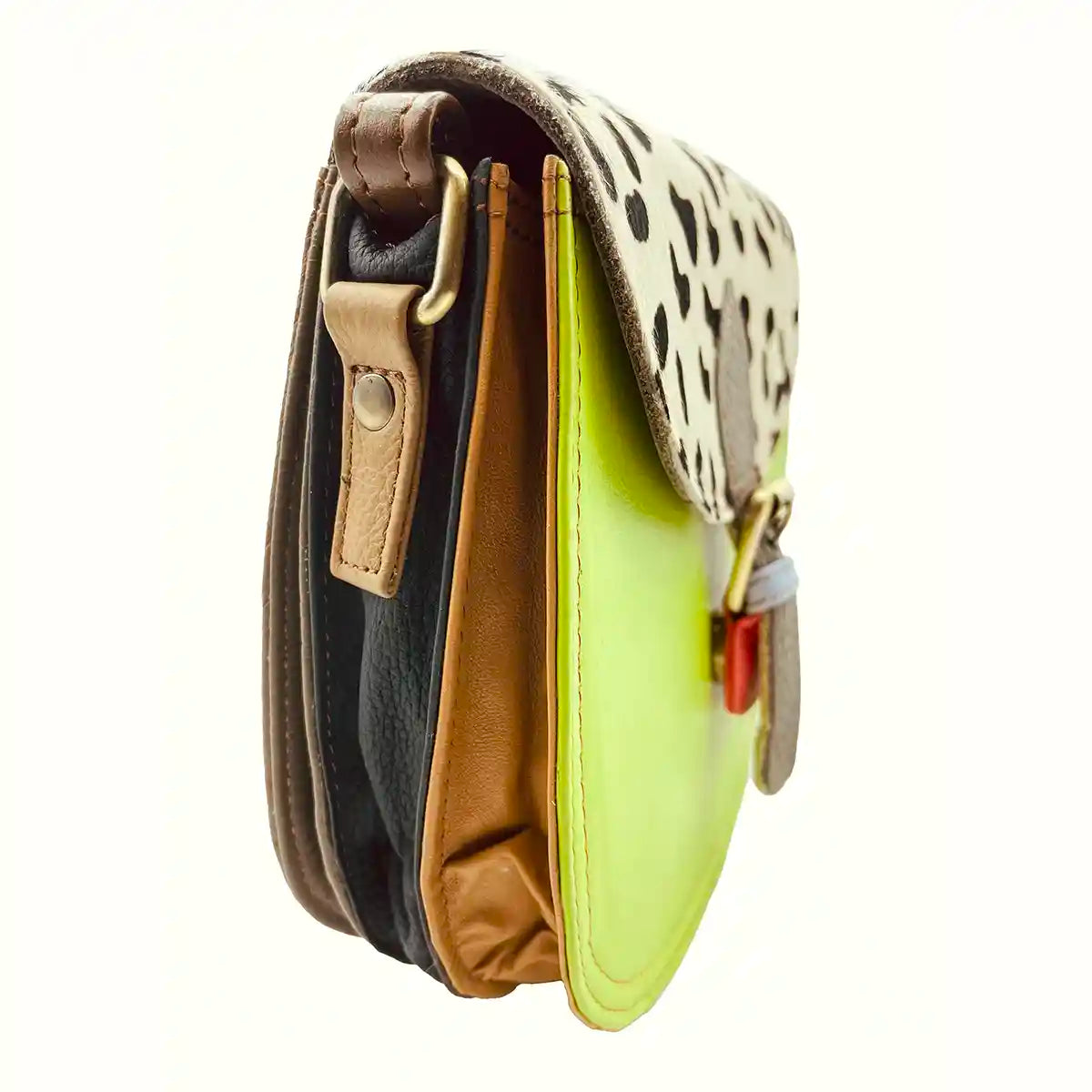 Borsetta in Pelle liscia e Cavallino Animalier