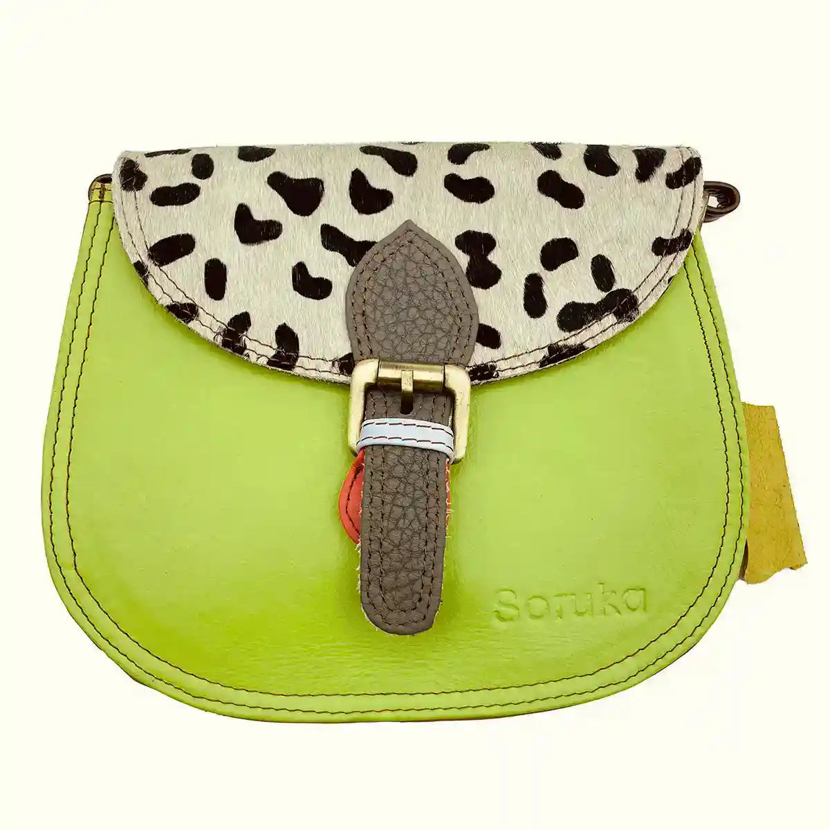 Borsetta in Pelle liscia e Cavallino Animalier