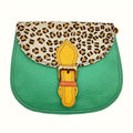 Borsetta in pelle liscia e animalier