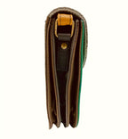 Borsetta in pelle liscia e animalier