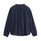 Retro camicia blu navy cotone biologico GOTS