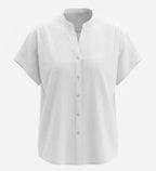 Camicia cotone jacquard bianca collo coreana