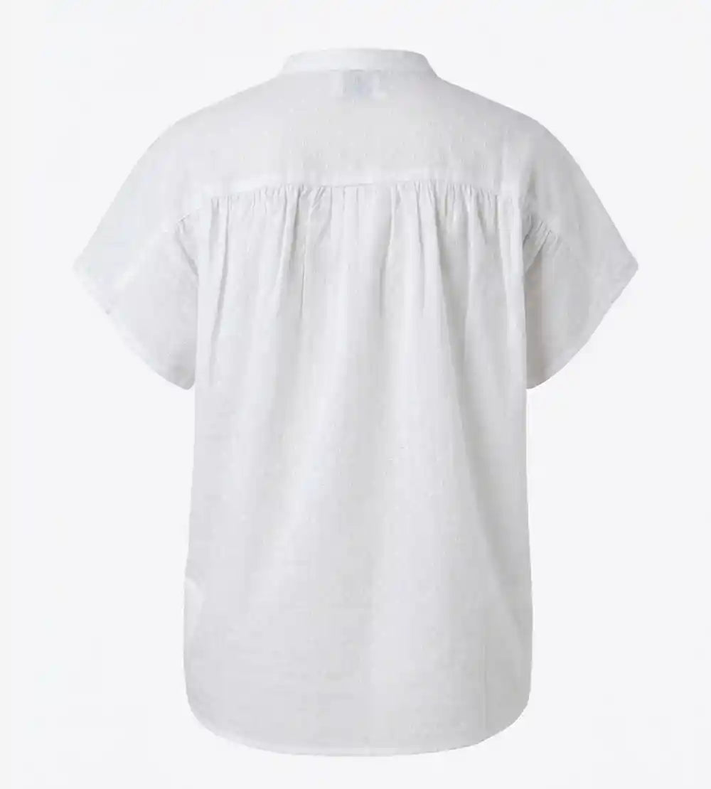 Camicia cotone jacquard bianca collo coreana